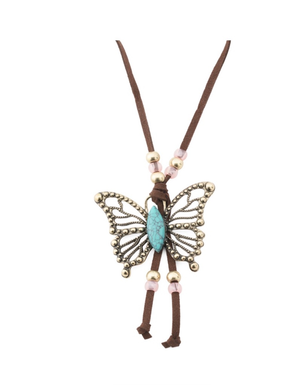BETSEY JOHNSON BUTTERFLY BOHO SUEDE CORD NECKLACE  - NEW WITH TAGS